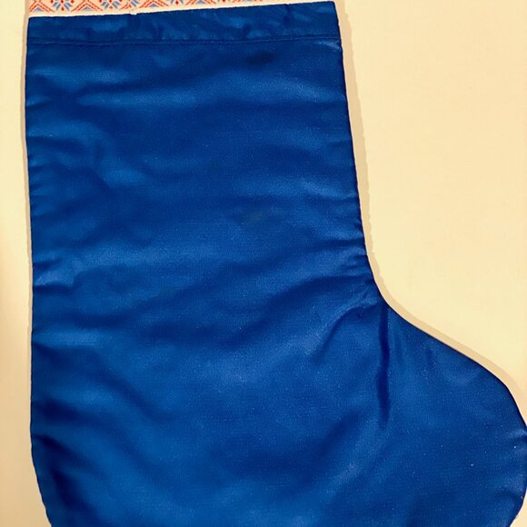 Vintage Handmade Christmas‎ Stocking with Snowman Scene, Upcycled Fabric - Picture 7 of 8